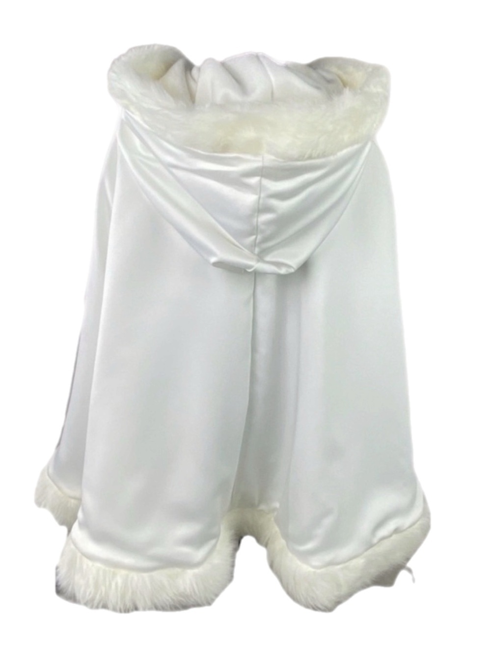 Reversible White Bridal Wedding Cape Faux Fur Trim Satin White & Faux Fur​​​​​ - Picture 5 of 14